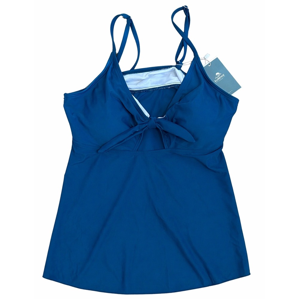 Eomenie Blue‎ Tankini Top Medium Tie Front Adjustable Straps NWT